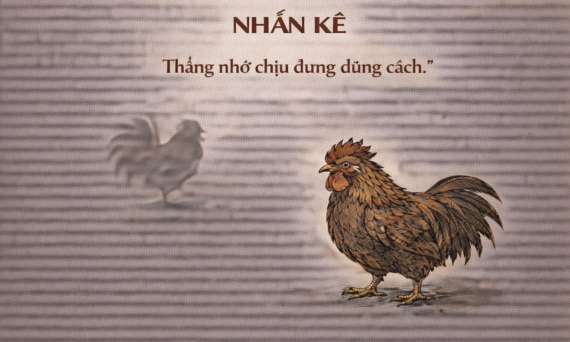 LUẬN NHẪN KÊ – THẮNG NHỜ CHỊU ĐỰNG ĐÚNG CÁCH 3 Roosters in traditional ink style