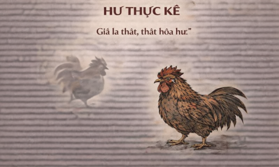 LUẬN HƯ THỰC KÊ – KHI GIẢ LÀ THẬT, THẬT HÓA HƯ 6 Roosters on aged parchment paper